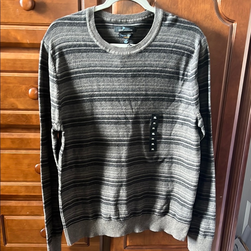 Marc Anthony Luxury Blend Cashmere Slim Fit XL Navy Gray Stripe